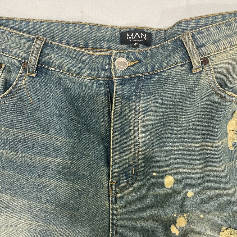 Boohoo Mens Distressed Blue Jeans